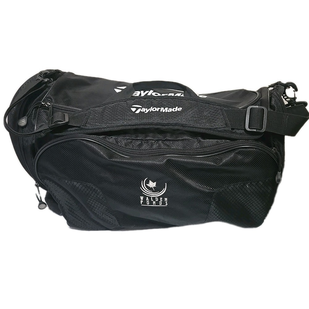 TaylorMade Golf Duffle Bag Black Walden Ponds Logo Travel Overnight Gym Bag L